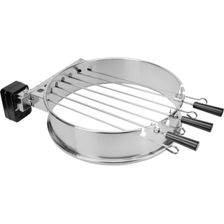 onlyfire Edelstahl Spießdreher Drehspieß Set mit Motor für Weber 57 cm Kugelgrill, Grillspieß-Aufsatz Set mit 7 Schaschlikspieße