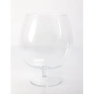INNA-Glas Glas Kugelvase - Brandy Glas Liam mit Fuß, klar, 30cm, Ø 23cm - Glasvase, Glas weiß