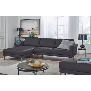 hülsta sofa Ecksofa hs.450, Armlehne Schnecke modern Landhaus, Breite 282 cm, Fuß Nussbaum schwarz