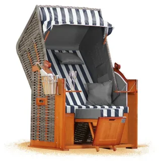 Strandkorb Hanse Ostsee 1 Sitzer Klassik 100cm breit - Volllieger bereits montiert inkl. Strandkorbrollen ideal für Zuhause, Balkon und Terrasse