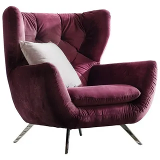 Pure Home Lifestyle Chesterfield-Sessel, Lila, Metall, 100x106x95 cm, Goldenes M, Dgm, Fußauswahl, Stoffauswahl, Wohnzimmer, Sessel, Chesterfield-Sessel