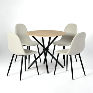 Urban Meuble Esstisch, Beige, Holzwerkstoff, Metall, Rund, 80x75x80 cm, Esszimmer, Bänke, Tisch- & Eckbankgruppen