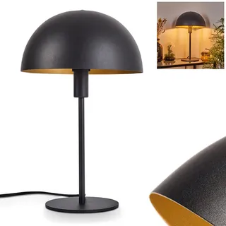 Tischleuchte Vivian, moderne Nachttischlampe aus Metall in Schwarz/Goldfarben, Tischlampe im Vintage/Retro-Design (Ø 25 cm) u. An-/Ausschalter am Kabel, Höhe 40 cm, E14, ohne Leuchtmittel