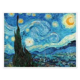 Posterlounge Sternennacht, 1889 Poster | 70 x 50 cm von Vincent van Gogh Blau Wandbilder Wanddeko