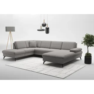 sit&more Wohnlandschaft SIT & MORE "Morris Jubi U-Form, B: 300 cm", grau, B:300cm H:83cm T:202cm, 100% Polyester, Sofas, Wohnlandschaft, mit Armteilfunktion & 1 Zierkissen, optional Bettfunktion