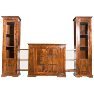 MASSIVMOEBEL24.DE Wohnwand Akazie 300x39x200 honig lackiert OXFORD #0600