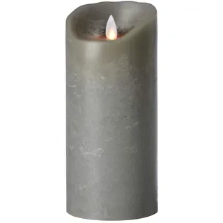 Sompex LED-Kerzen mit flackernder Flamme, Echtwachskerze, batteriebetrieben, Timerfunktion, Adventskranz, Flackerlicht, grau, 8 x 18 cm