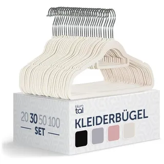 Blumtal 30 Stück Samt-Kleiderbügel - Samt-Kleiderbügel, rutschfest, um 360° drehbar, platzsparend, hochwertig mit Krawattenklammer - Elfenbein