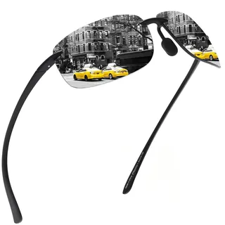 JIM HALO Sport Sonnenbrille Herren TR90 Randlos Damen für Fahren Golf | Polarisiert/Non Polarisiert,Leicht,17g/0.6oz,Rundum-Verpackung,Laufen,Angeln,Baseball - Einheitsgröße