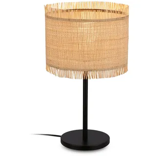 BRILONER - Tischlampe mit Strohschirm, Kabelschalter, E27, max. 10W, Lampe, Boho, aesthetic, Nachttischlampe, Tischleuchte, Dekolampe Flur, Bürolampe, Leselampe, Wohnzimmer, 25x43,5 cm (DxH), Natur