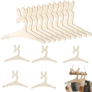 15 Stück Baby Kleiderbügel aus Holz,Kinderkleiderbügel, rutschfest Aufbewahrung DIY, Niedliche Kaninchenform, Rillen-Design, Neues Baby-Geschenk, zum Aufhängen von Kleidung (15,5 x 22,7cm)