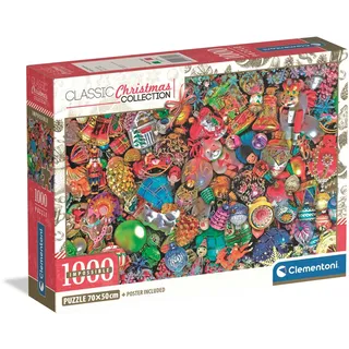 Clementoni Impossible Christmas Collection Puzzle Jolly Christmas, Herausforderungspuzzle für Erwachsene, 1000 Teile, mit MGL-Illustration, Weihnachtsschmuck - 37130