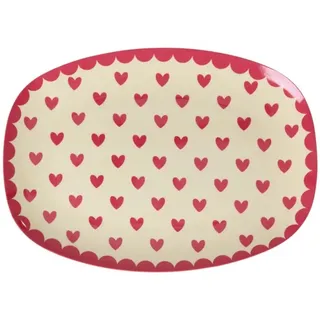 Rice Hearts Print Speiseteller 23 x 16,5 cm rot 1er Set