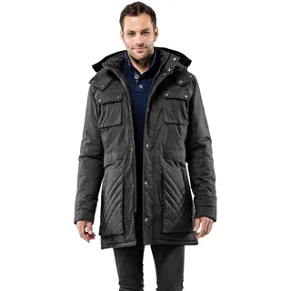 Vincenzo Boretti Herren Winter-Jacke dick warm gefüttert Parka kuschelig sportlich elegant Winter-Mantel slim-fit tailliert lang für Outdoor Business mit Steh-Kragen und Kapuze - S