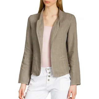 Caspar BZR004 kurzer Damen Leinen Sommer Blazer, Farbe:Schlamm, Größe:XS - DE34 UK6 IT38 ES36 US4 - XS