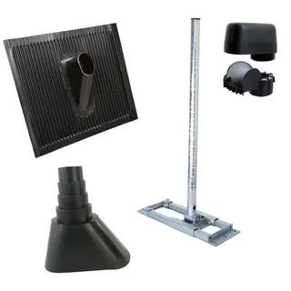 Premium X PremiumX DELUXE X130-48 Dachsparrenhalter SAT Antenne ALU-Abdeckung Manschette schwarz Mast-Kappe