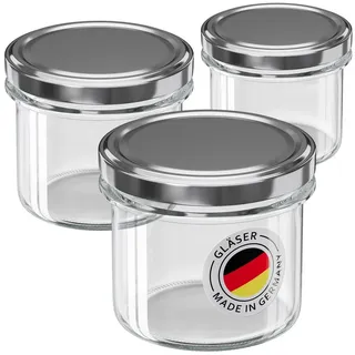 Wellgro Vorratsglas Einmachgläser mit Schraubdeckel 235ml - Deckel To 82, (12-tlg) silberfarben
