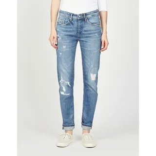 Boyfriend-Jeans GANG "94NICA WORKER", Damen, Gr. 27, N-Gr, authell summer destroy, Denim/Jeans, Obermaterial: 99% Baumwolle, 1% Elasthan, casual, regular fit lang, Jeans