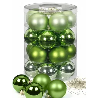 Inge Glas Weihnachtskugeln mit Haken | Schöne Christbaumkugeln aus Glas | Set 20 Kugeln und 40 Aufhänger | Christbaumschmuck Weihnachtsbaumkugeln (Sparkling Nature)