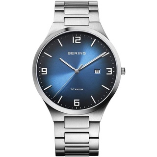 Bering Herrenuhr analog Quarz mit Titanband mit Titanelementen-Armband 15240-777