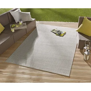 Northrugs In- und Outdoor Teppich Coin 140x200cm - Wetterfest Modern Plain Allover Unifarben Design Läufer für Balkon Terrasse Garten Wintergarten Wohnzimmerteppich Wasserfest in Grau