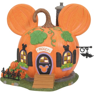 Department 56 Disney Village Halloween Mickey Mouse Pumpkintown House Lit Building, 14 cm, Mehrfarbig