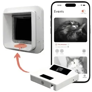 zeromouse 2.0 – Mauserkennung: Katzenklappen-Erweiterung für bestehende Katzenklappen, weiß