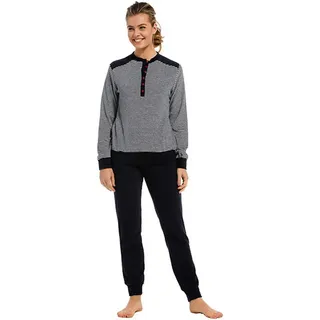 Pastunette Pyjama Warmer Pastunette Damen Frottee Schlafanzug (2 tlg) auch in großen Größen blau 46
