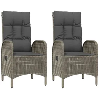 vidaXL Polyrattan Gartenstühle 57 x 62,5 x 109 cm grau 2 St.