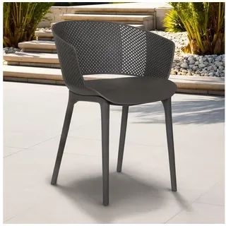Idimex Gartenstuhl OLINDO Kunststoff grau 4er Set
