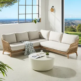 riess-ambiente Outdoor Garten Sitzgruppe BALI ROPE 235cm beige natur Akazienholz Aluminium Kissen Gartenmöbel Loungemöbel Gartengruppe Terrassenm...
