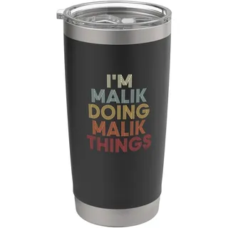 Malik Name Malik Personalized Name First Given Doppelwandiger Edelstahl-Thermobecher