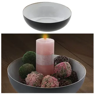 Cepewa Dekoschale Antikoptik│ Ø30cm x H10cm Kunststoff weiß schwarz │ Obstschale rund Tischdeko (1 x rund weiß schwarz Antikoptik Ø30cm)