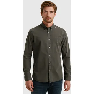 Langarmhemd PME LEGEND, Herren, Gr. XL, N-Gr, forged iron, Web, Obermaterial: 97% Baumwolle, 3% Elasthan, unifarben, regular fit normal, Manschette, Hemden, mit Logo Stickerei