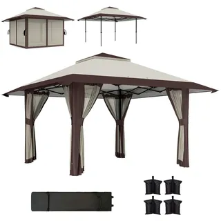 Outsunny Pavillon - 400Lx400Wx281Hcm - Beige