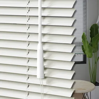Aluminium Jalousie,Metall Verdunkelungsrollo,25mm-Lamellen-Rollo mit Zugschnur und Drehstab,UV-beständig,Wasserdicht,Sichtschutz für Fenster Office Badezimmer,Weiß,Anpassbar (W70xH120cm(28x47in))