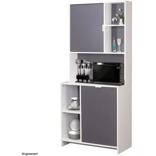 Hti-Living Küchenschrank Malin 80 x 39 x 180 cm Weiß/Grau
