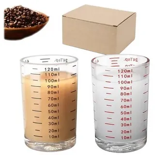 2 Stück Glas Messbecher Mit Waage, 120ML Glas Messbecher Set,Shotglas mit Skala, SchnapsgläSer mit Waage, Verdicktes Bodendesign, für Küche, Bar,