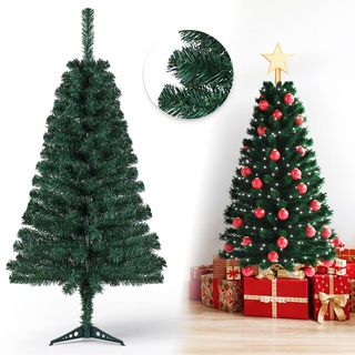 OUSFOT Weihnachtsbaum künstlich 120CM Naturgetreuer Tannenbaum mit dichten PVC Zweige inkl. Christbaum Ständer Kunstbaum schwer entflammbar einfacher Aufbau, Grün
