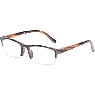 DOOViC Blaulichtfilter Computer Lesebrille für Herren/Damen 1.0 - Grau Rechteckig Halbrahmen Lesehilfe mit Sehstärke - 1.00
