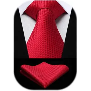 Krawatte Herren Einstecktuch Set Hochzeit Business Party Rote-2