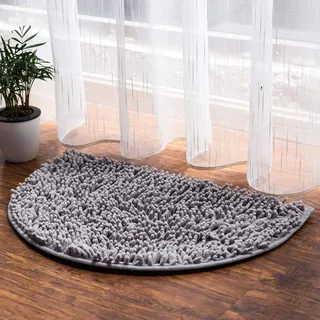 ping bu Badematte, rutschfest, halbrund, Badezimmerteppich, weich, saugfähig, Badematten für Badezimmer, Küche, Teppiche, Fußmatte (40 x 60 cm, grau)