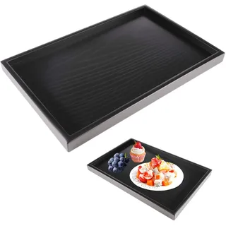 Tablett Schwarz Rechteckig, Holz Tablett Rechteckig | Rechteckiges Serviertablett aus Holz, Küchentablett, für Zuhause, Küchenutensilien, Restaurants und Bars (30 x 20 x 2cm)