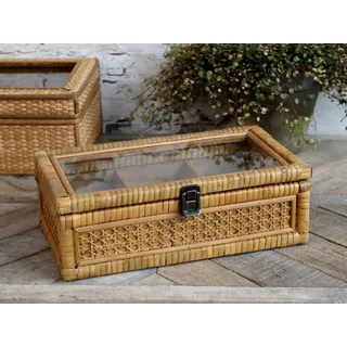 Chic Antique Schmuckkasten Schmuckschatulle Schmuckkästchen Kästchen Rattan Glas Chic Antique beige