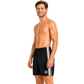 bugatti® - Badeshorts/Badehose für Herren in schwarz oder Marineblau mit weißen Seitenstreifen - XL