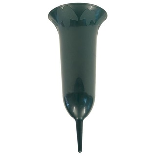 greemotion Grabvase Grün, Steckvase 0,7L, Vase für Grab 26cm, Grabdeko Kunststoff, Blumenvase für Grab, Trauerschmuck Blumen-Vase, robuste Friedhofsvase, witterungsbeständiger Grabschmuck