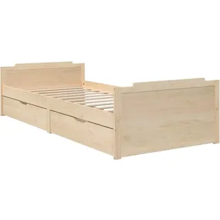 vidaXL Massivholzbett mit Schubladen Bettgestell Bett Holzbett Einzelbett Bettrahmen Schlafzimmerbett Schlafzimmermöbel Kiefer 90x200cm