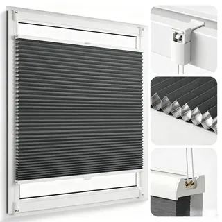 salcar Wabenplissee Klemmfix 35 x 100 cm grau