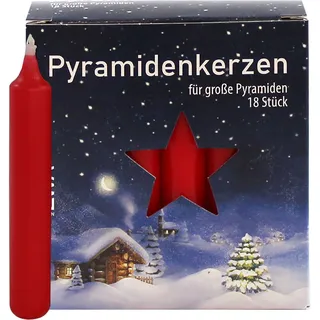 3er Pack Ebersbacher Pyramidenkerzen groß, Rot (Ø x H) 17 x 105 mm 54 Stück