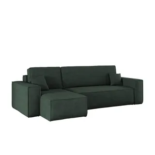 Kaiser Möbel Ecksofa mit schlaffunktion und bettkasten, Eckcouch BEST Dicker Cord Grün Links - Grün